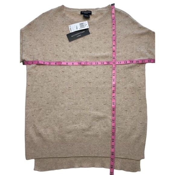 Sutton Studio $368 Cashmere Sweater‎ Women's SMALL Beige Crewneck Soft NEW - Picture 2 of 7
